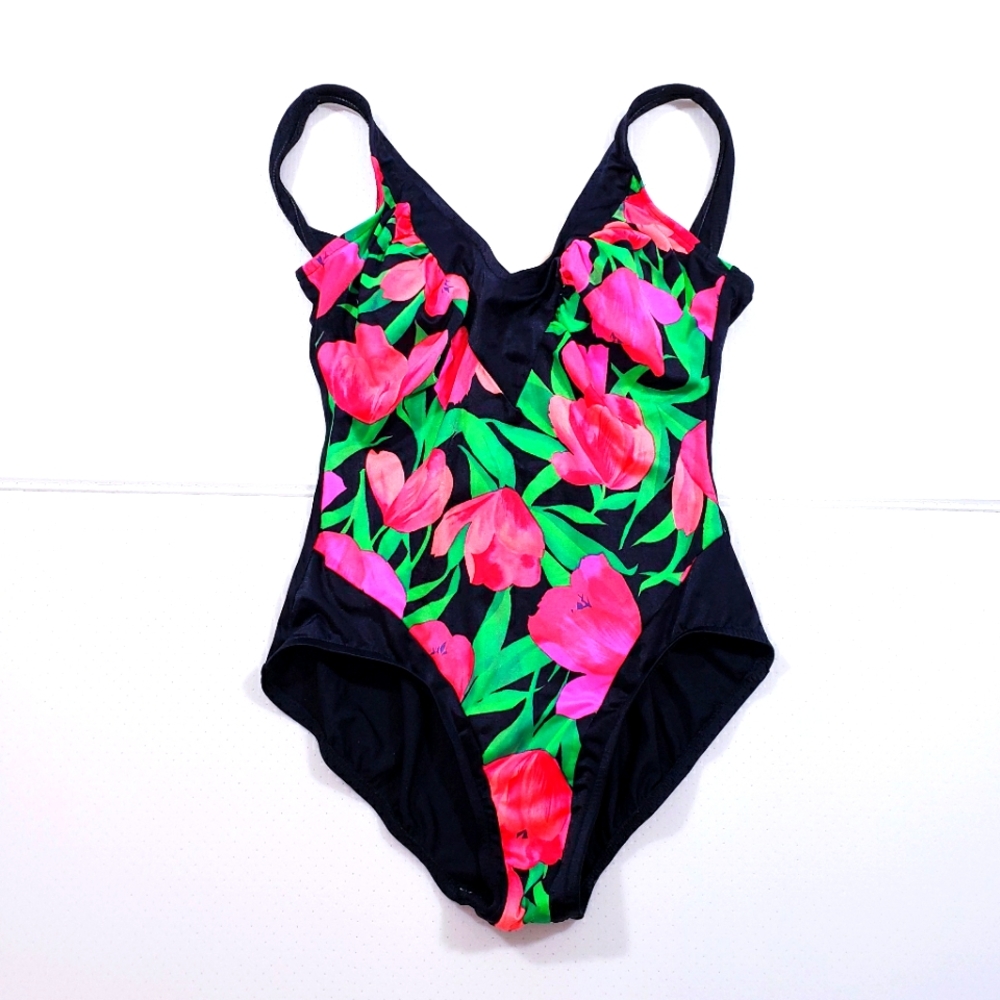ILGWU Floral Bathingsuit Size 14
